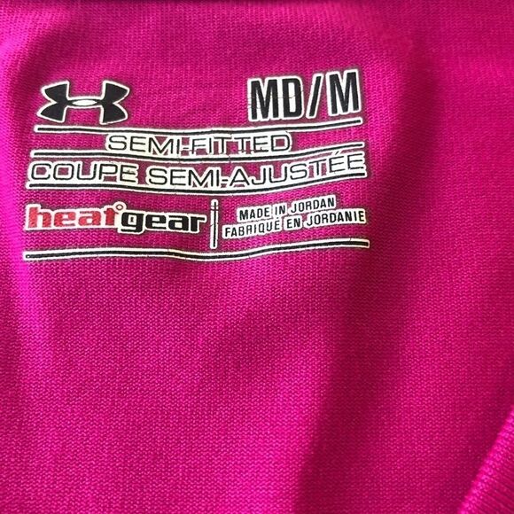 Under Armour Pink Athletic Short Sleeve Shirt Sz Medium - Picture 2 of 5